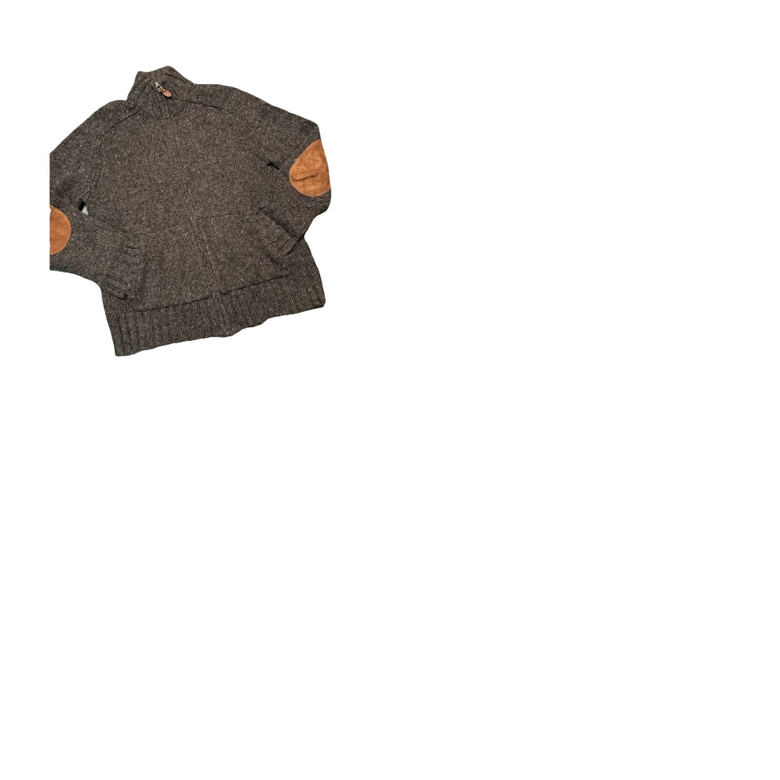 Polo Ralph Lauren VINTAGE Polo Ralph Lauren Full Zip Sweater Men M Gray Alpaca Wool Knit Leather Elbow Patch Slim Pockets Mock Neck Long Sleeve Size US M / EU 48-50 / 2 - 11 Thumbnail