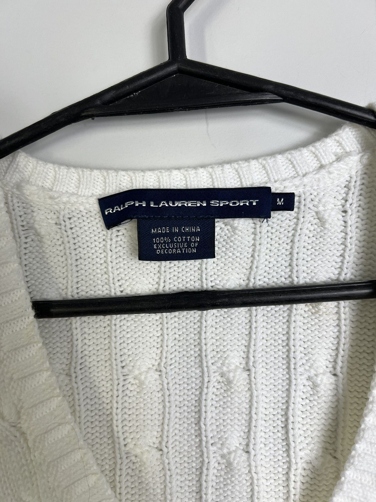Ralph Lauren × Ralph Lauren Sport Ralph Lauren Braid sweater, white, classic neckline Size M / US 6-8 / IT 42-44 - 4 Thumbnail