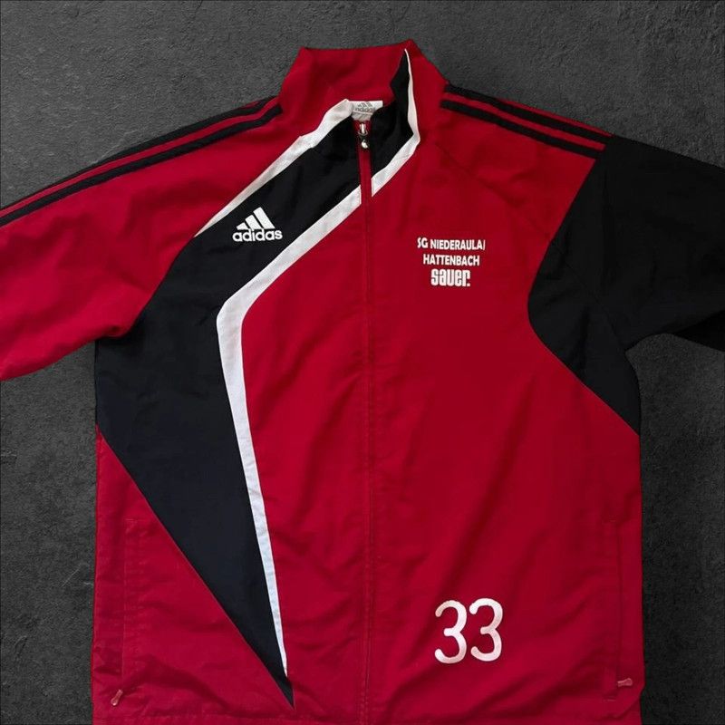 Adidas Red Adidas Zipped Windbreaker Size US L / EU 52-54 / 3 - 2 Thumbnail