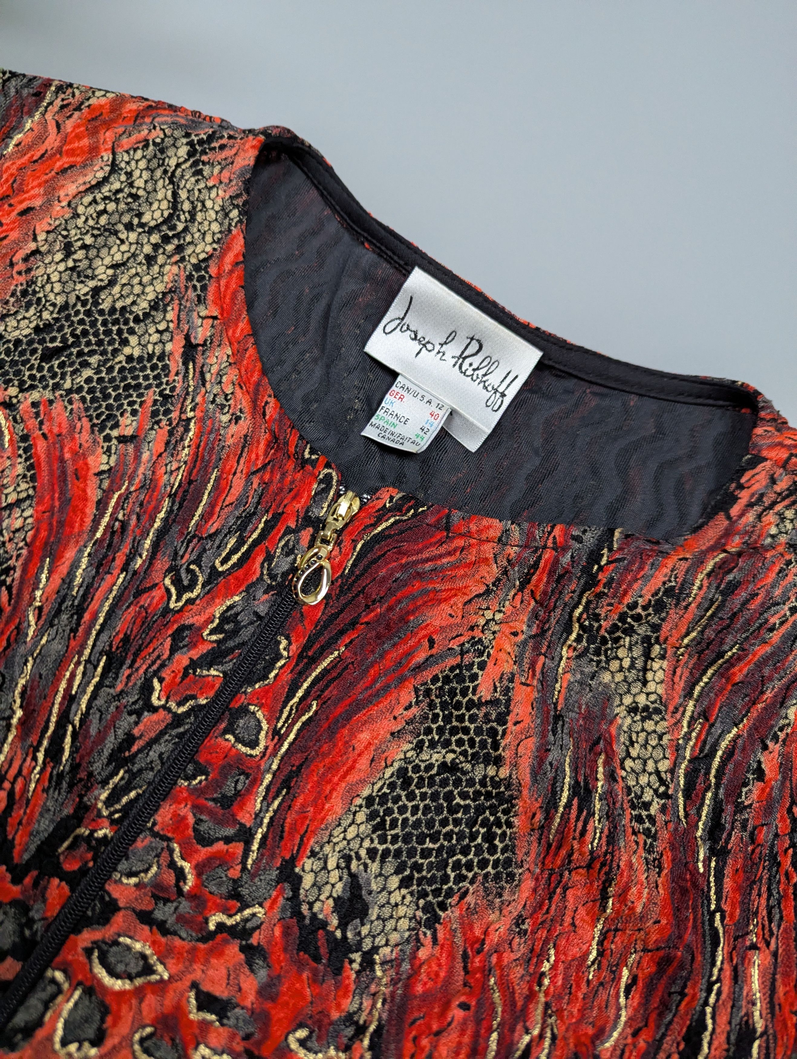 Joseph Ribkoff Vintage Joseph Ribkoff Zip Top Jacket Red Black Gold Size XL / US 12-14 / IT 48-50 - 10 Thumbnail