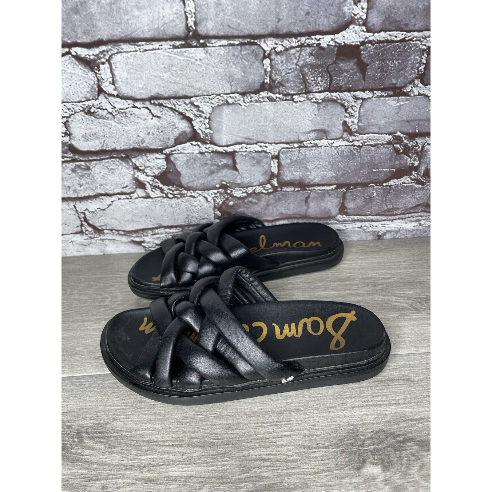 Sam Edelman Sam Edelman Vaugn Black Leather Braid Casual Slides Sandals Size US 7 / IT 37 - 15 Thumbnail