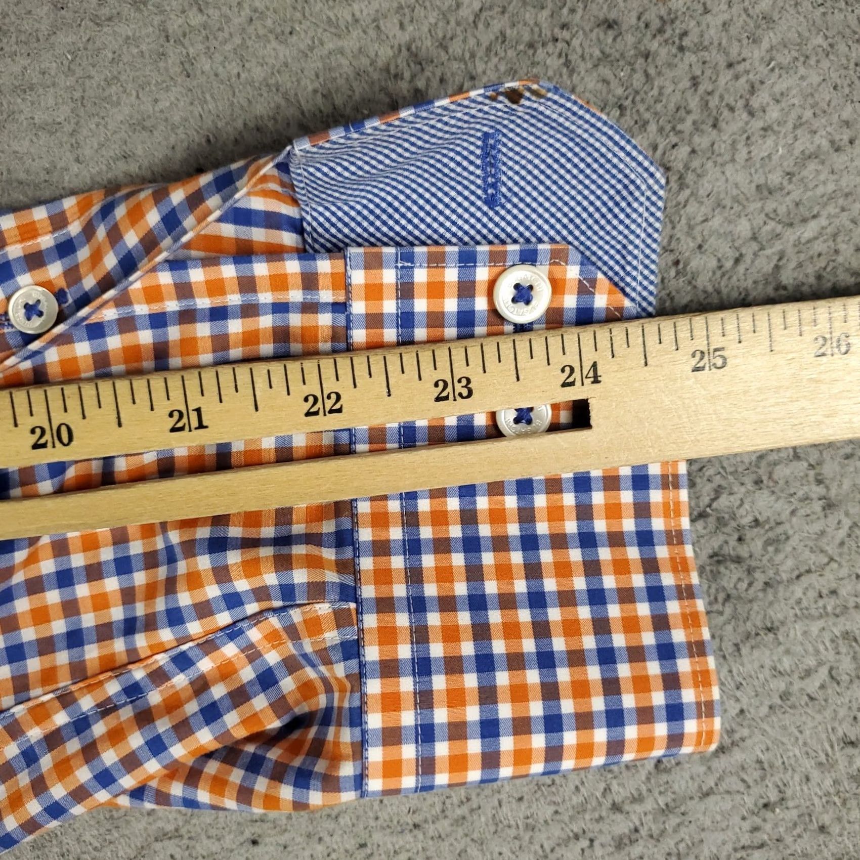 BUGATCHI Bugatchi Uomo Shirt Mens Size 16.5 Orage Blue Check Dress Button Up Long Sleeve Size 46R - 6 Thumbnail
