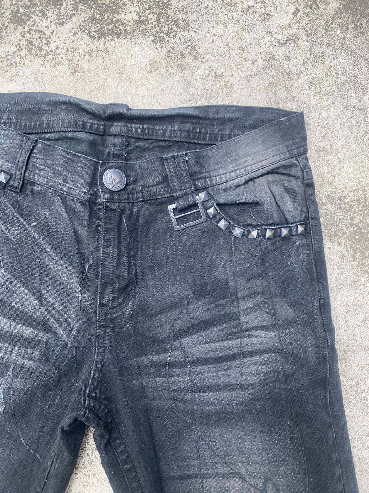 If Six Was Nine × Japanese Brand × Tornado Mart Flare Jeans Xfrm Clawmark Wax Studded Bootcut Size US 34 / EU 50 - 9 Thumbnail