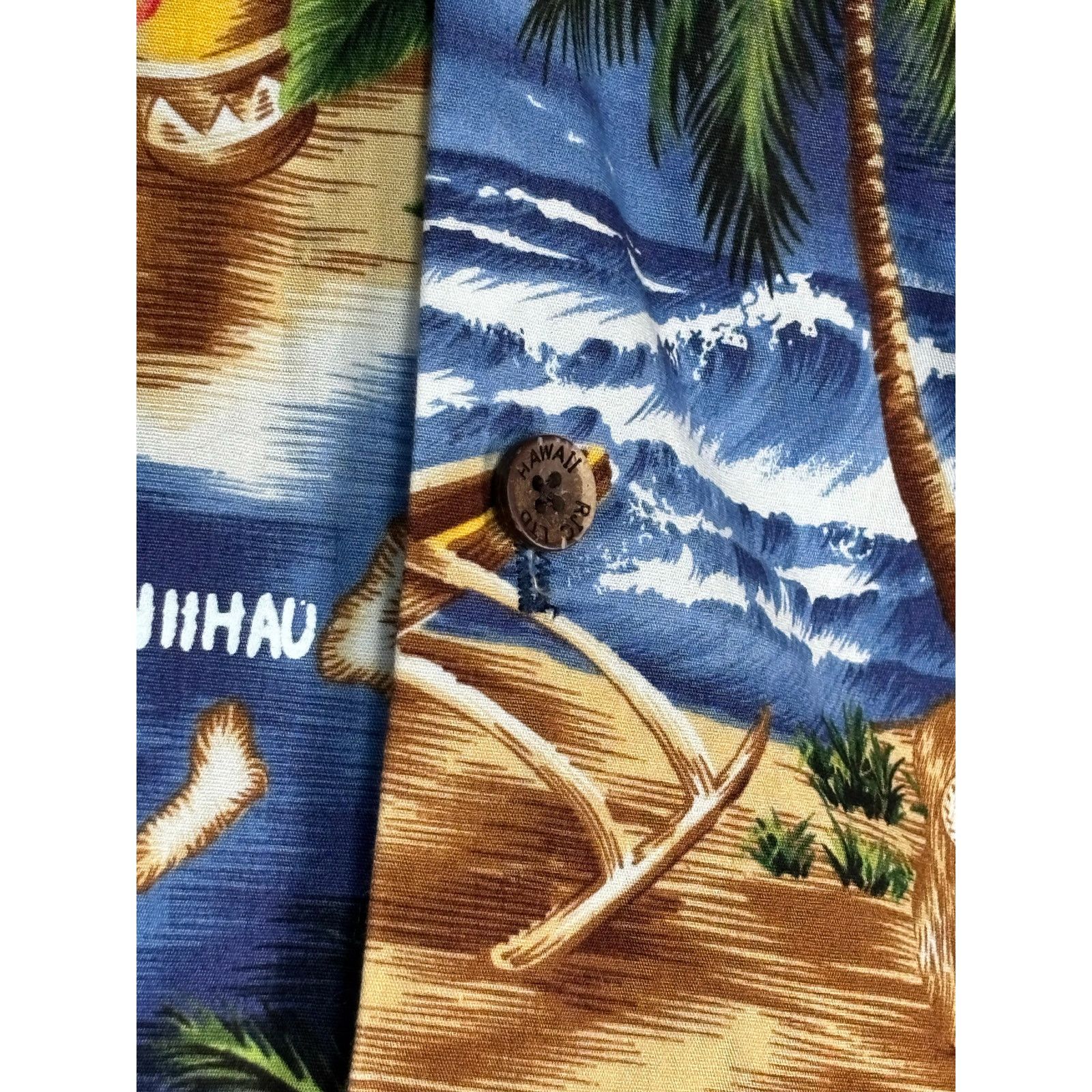 Vintage Vintage 90s RJC Hawaiian Shirt Island Map Print Blue Palm Size US L / EU 52-54 / 3 - 11 Thumbnail