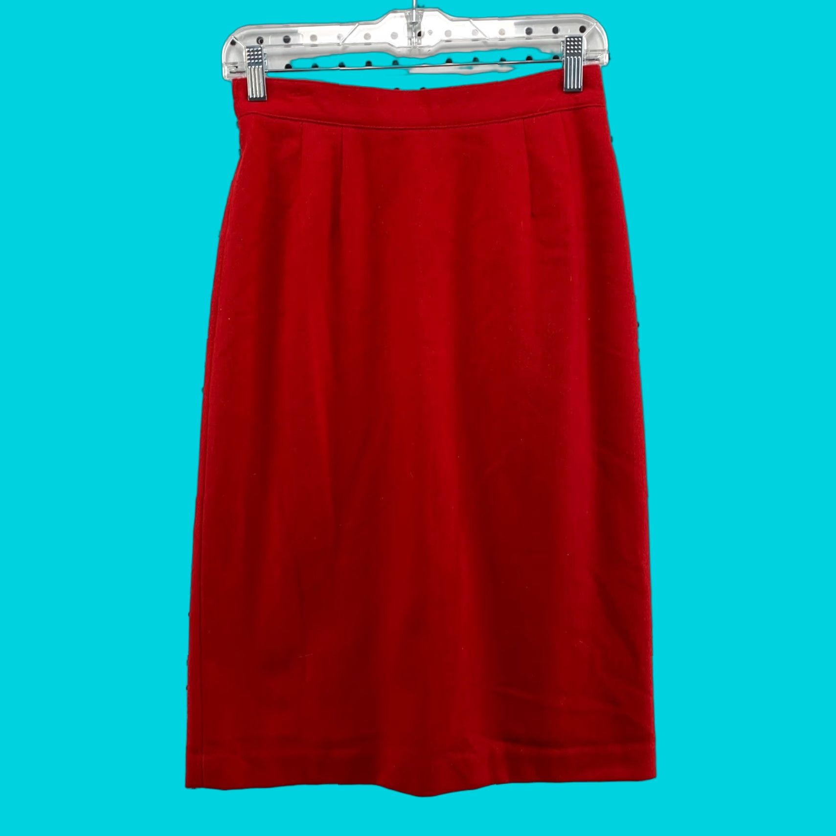 Vintage VINTAGE Sag Harbor Skirt 100% Wool Red Womens Size 8 Knee Length Pencil 26X27" Mens? Size 30" / US 8 / IT 44 - 1 Thumbnail