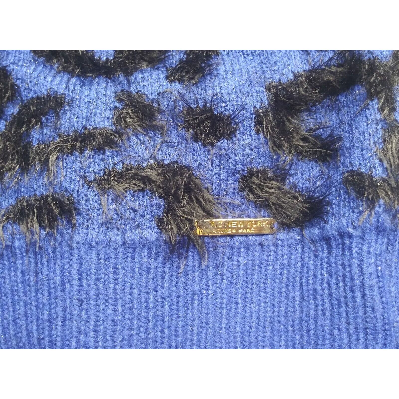 Designer Marc NY sweater pullover blue black eyelash Womens Med Size M / US 6-8 / IT 42-44 - 8 Thumbnail