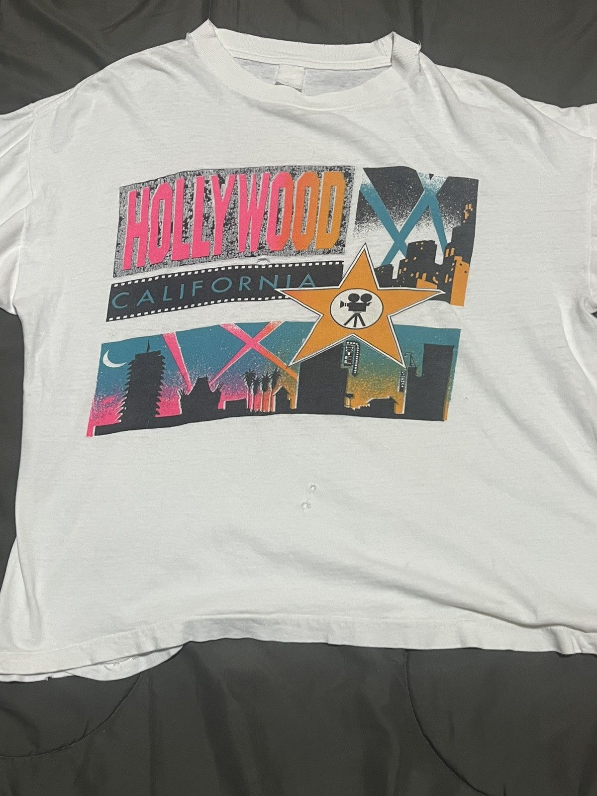 Vintage 90s Vintage White Hollywood Tee Size US M / EU 48-50 / 2 - 2 Thumbnail