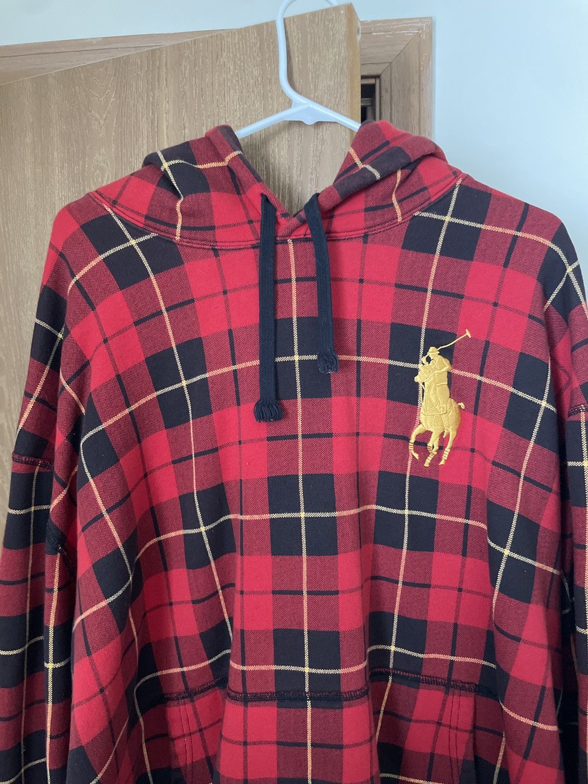 image of Red Plaid Polo Ralph Laurent Hoodie 3Xb, Men's (Size 2XL)