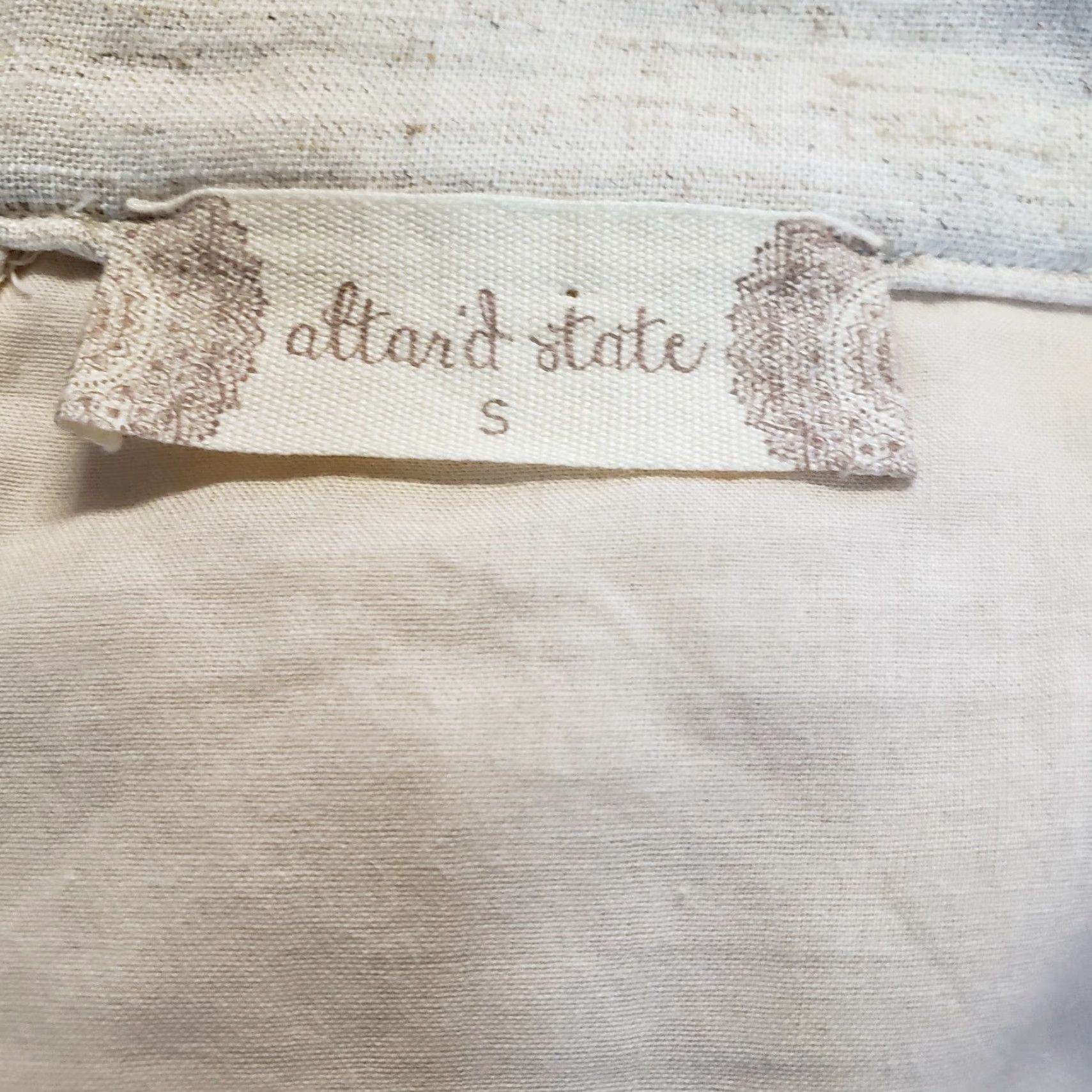 Vintage Altar'd State Skirt S Beige Linen Blend Zip A-Line Womens XS? Size 28" / US 6 / IT 42 - 3 Thumbnail