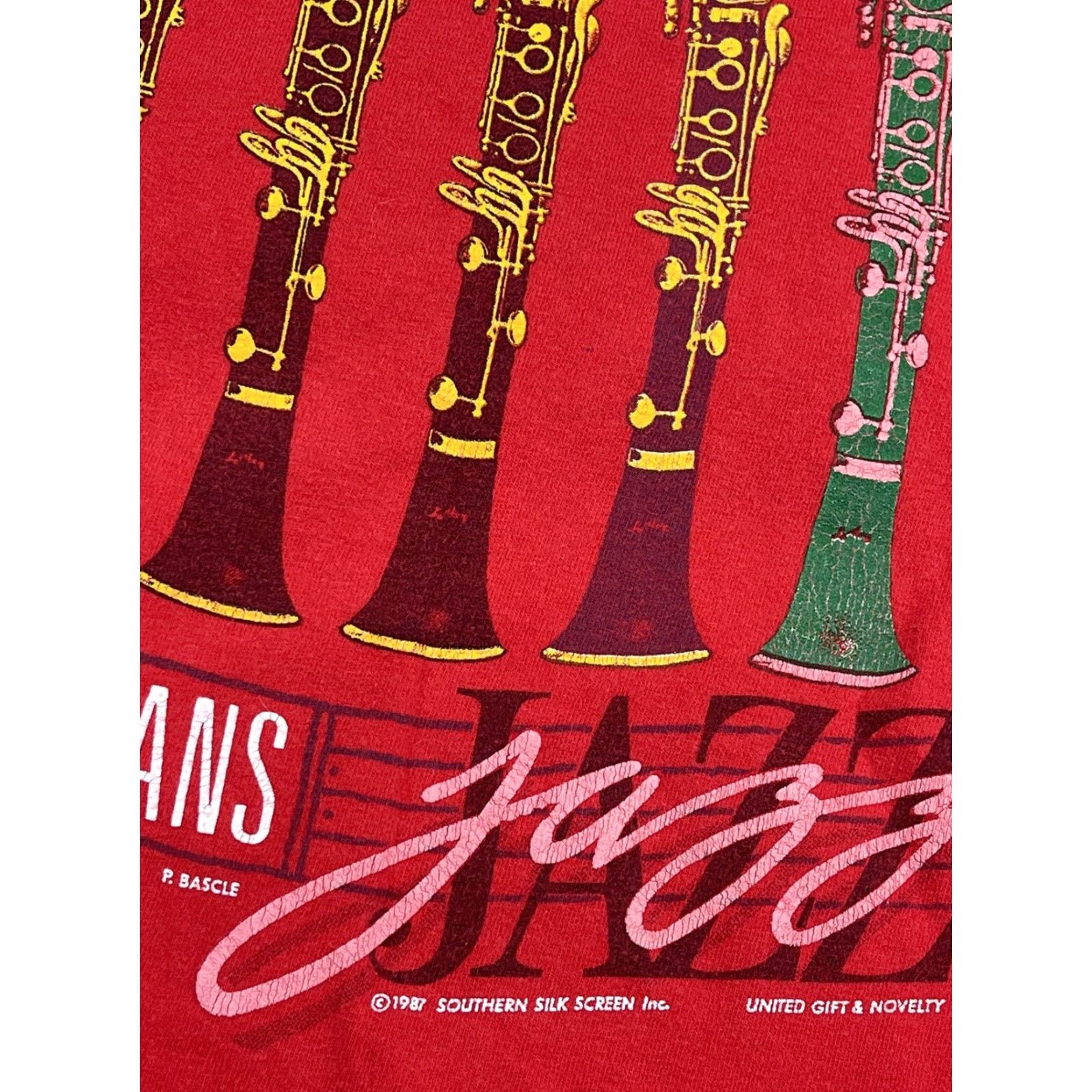 Hanes VINTAGE Hanes T-Shirt Jazz Festival 80s New Orleans Red Crew Neck Short Sleeve Double-Sided L Men Adult Official Logo 1987 USA Mens Size US L / EU 52-54 / 3 - 3 Thumbnail