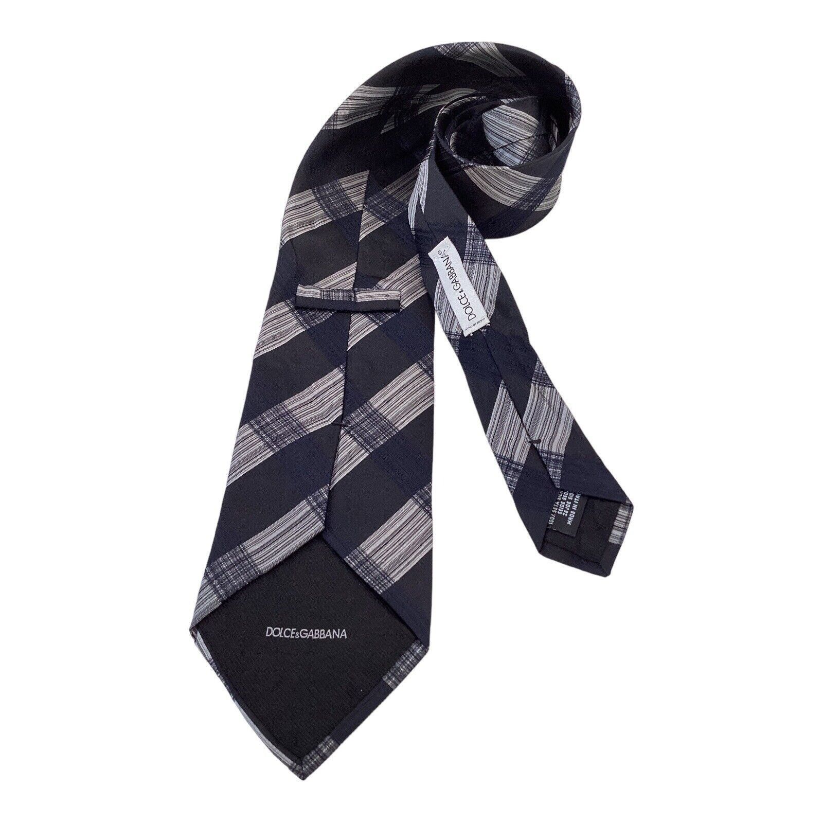 Dolce & Gabbana DOLCE & GABBANA Blue Plaids & Checks Luxury Designer Silk Ti Size ONE SIZE - 1 Thumbnail