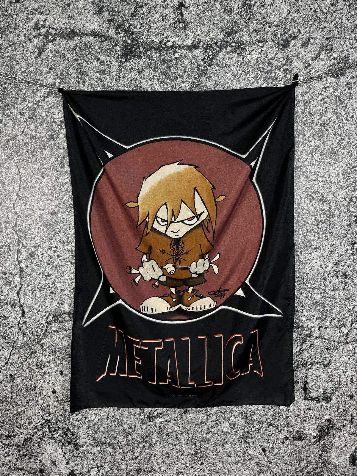 Metallica Rare Vintage 1999 Metallica Rock Band Banner Flag Italy Made Size ONE SIZE - 1 Thumbnail