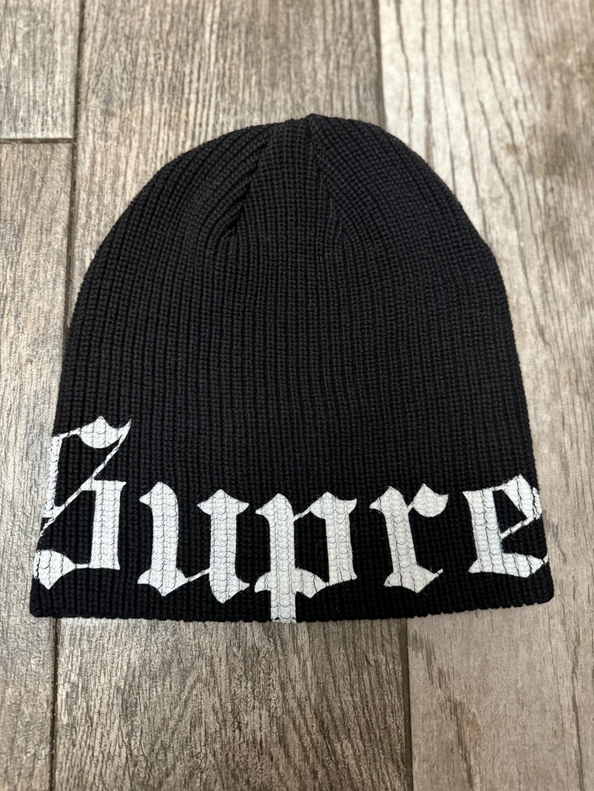 Supreme Supreme Old English Printed Beanie Black | Grailed