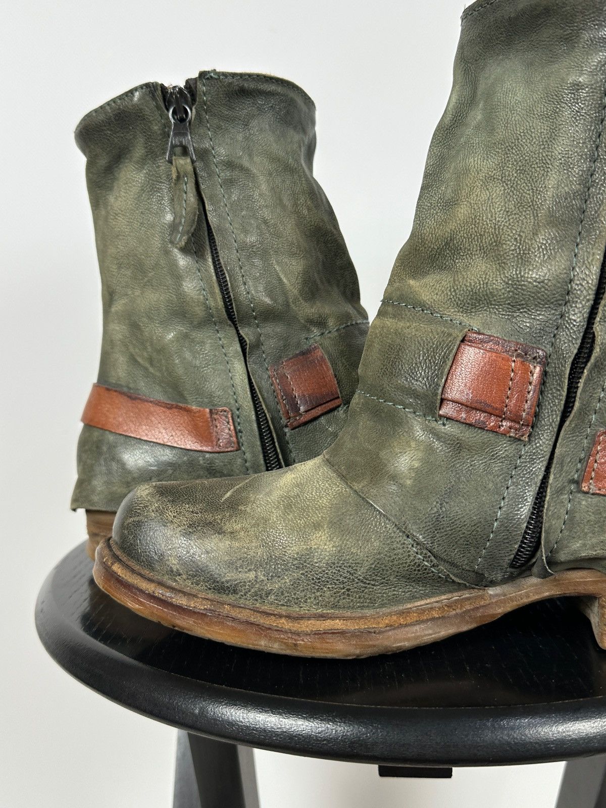 A.S.98 A.S.98. Airstep Leather Biker Ankle Buckle Strap Boots Size US 6 / IT 36 - 19 Thumbnail