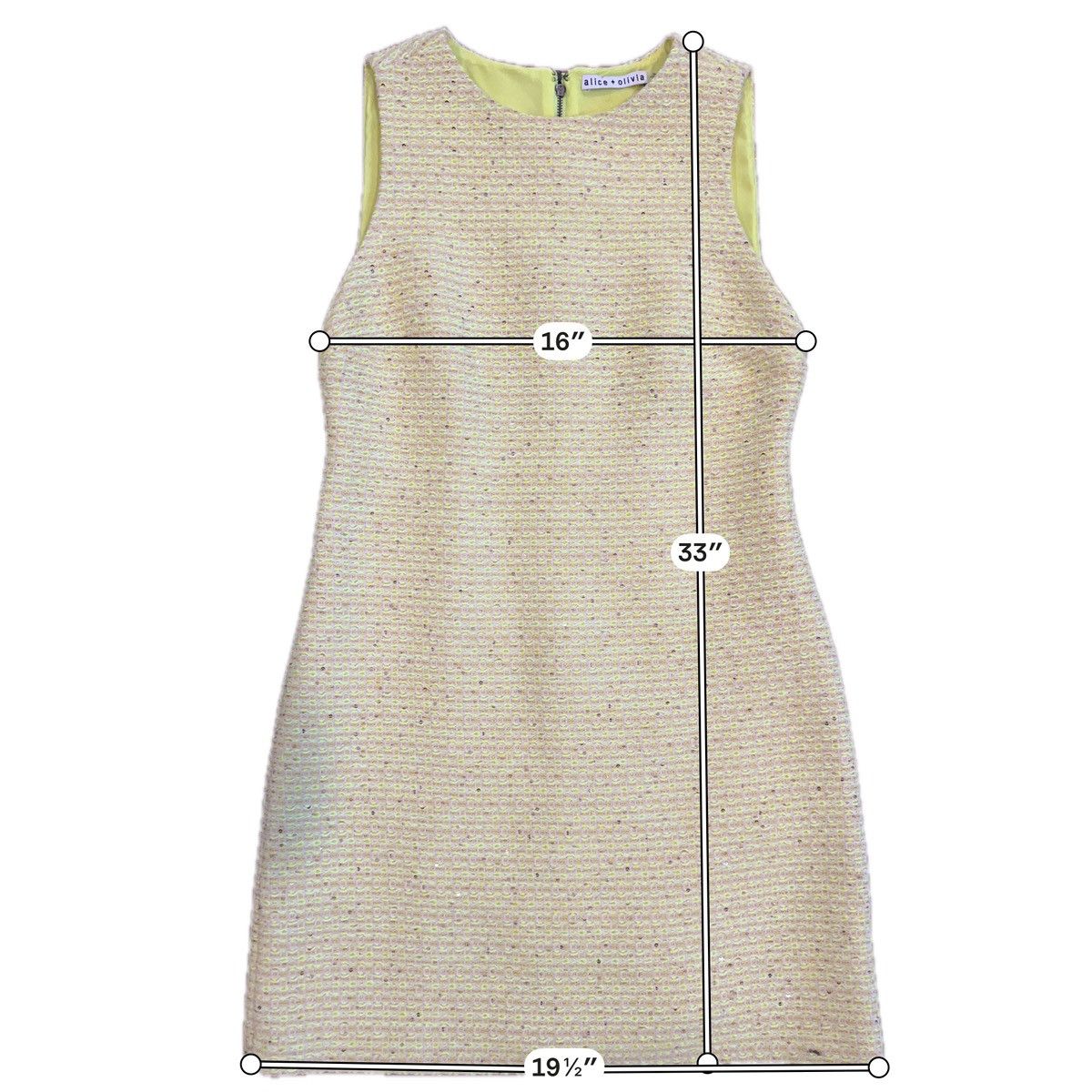 Alice + Olivia Alice + Olivia Clyde Neon Yellow Tweed Mini Dress Size 2 Size XS / US 0-2 / IT 36-38 - 7 Thumbnail