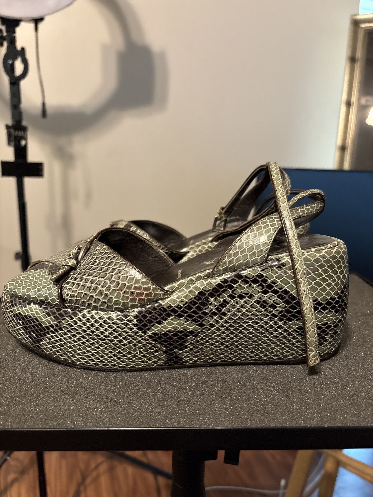 Prada Vintage Prada Snakeskin Slingback Heels Made in Italy Size US 6 / IT 36 - 1 Thumbnail