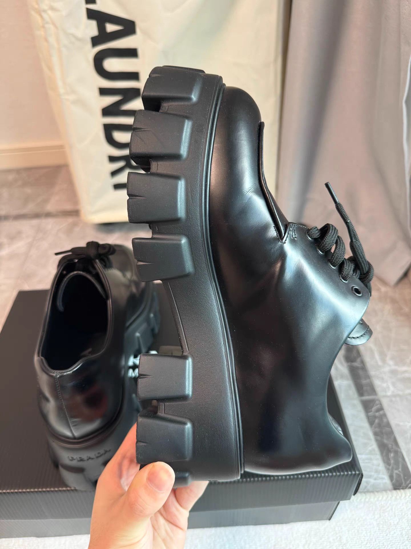 Prada Prada Matte Black Platform Derby Shoes K6 Size US 8 / IT 38 - 6 Thumbnail