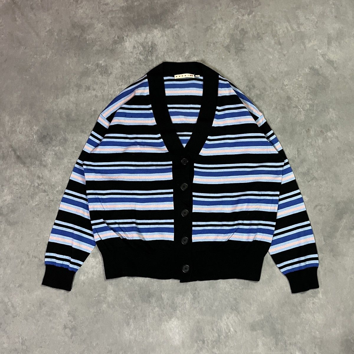 Marni 2000s MarnixUniqlo Women Striped Cropped Cardigan Blue Size M / US 6-8 / IT 42-44 - 2 Thumbnail