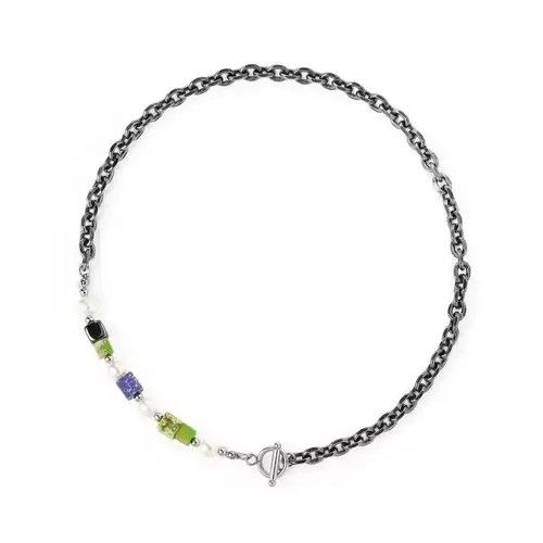 Japanese Brand Retro Agate Square Beads Stitching Necklace Size ONE SIZE - 2 Thumbnail