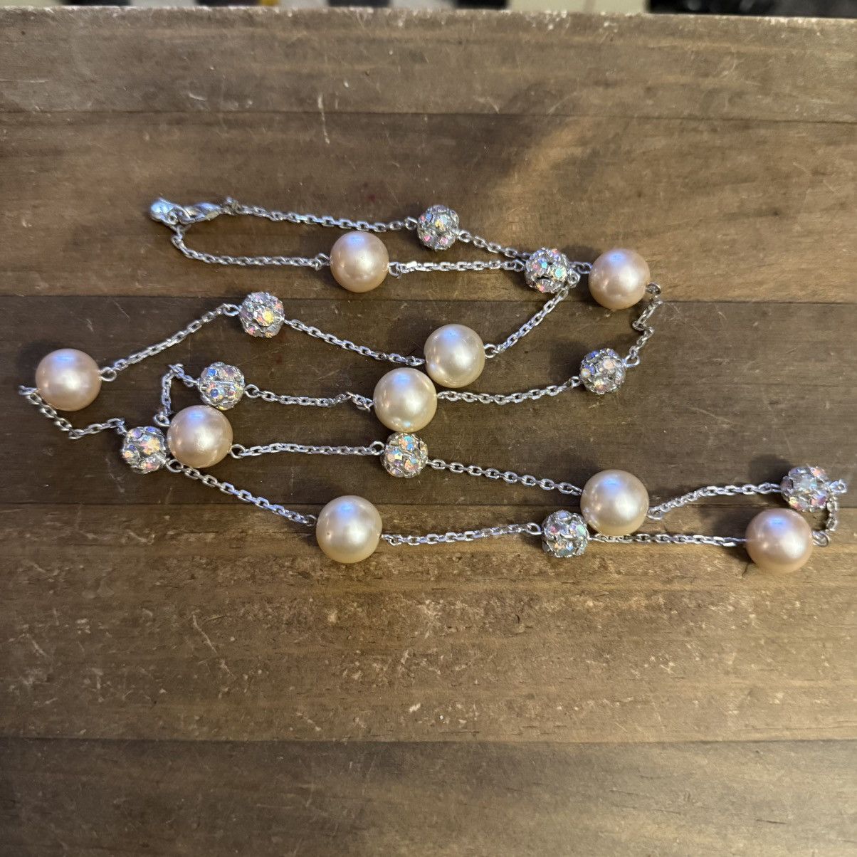 Other Carolee silver tone station pearl and crystal ball necklace Size ONE SIZE - 2 Thumbnail
