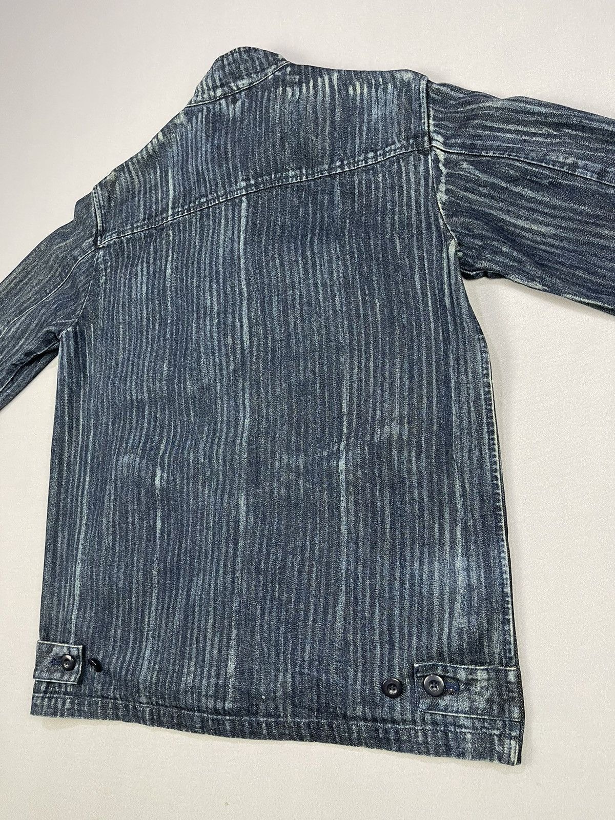 Japanese Brand PWPL STRIPPED DISTRESSED DENIM JACKETS Size US M / EU 48-50 / 2 - 9 Thumbnail