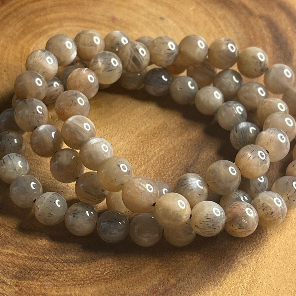 Other Skeleton skeletal moonstone stretch beaded bracelet 7” crystal healing beads 8mm ONE NEW Size ONE SIZE - 4 Thumbnail