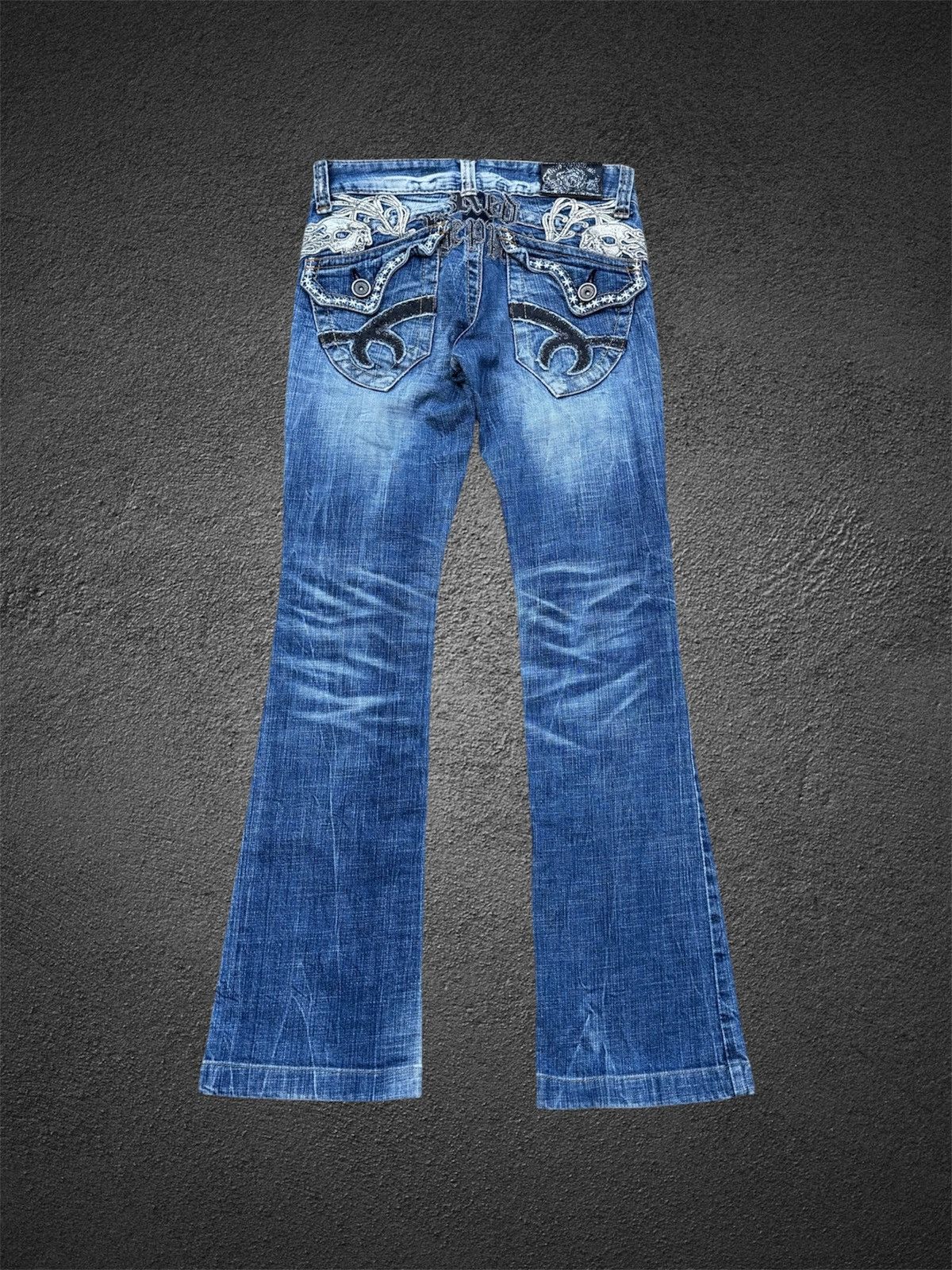 Tornado Mart Flare jeans vkei skulls redpepper gothic Size 24" / US 00 / IT 34 - 1 Thumbnail