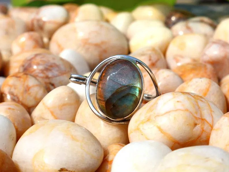 Handmade Labradorite Ring, 925 Silver Ring, Handmade Gift For Her Size ONE SIZE - 2 Thumbnail
