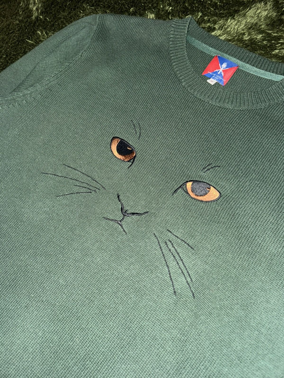 Opening Ceremony [M] Opening Ceremony Cat Embroidery Knit Green Size US M / EU 48-50 / 2 - 2 Thumbnail
