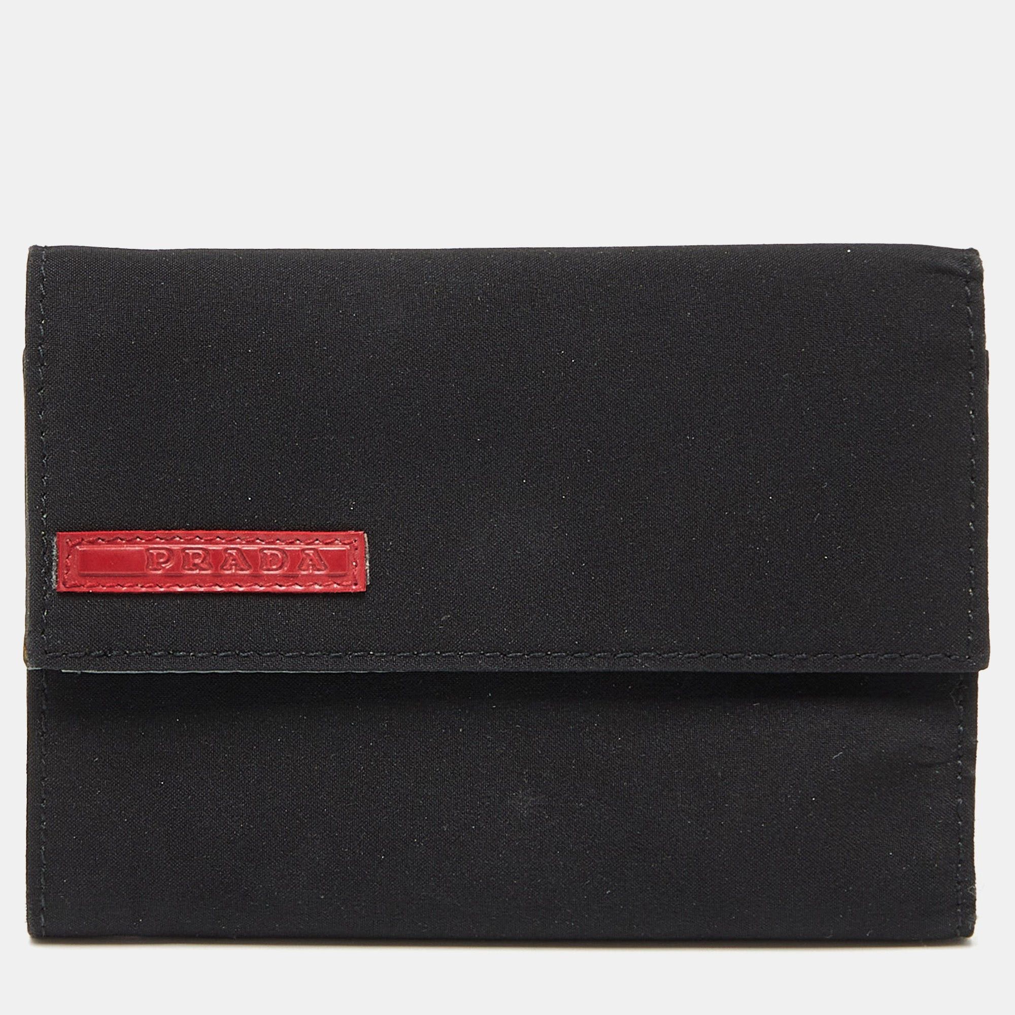 image of Prada Sport Sport Black Nylon Trifold Wallet, Men's