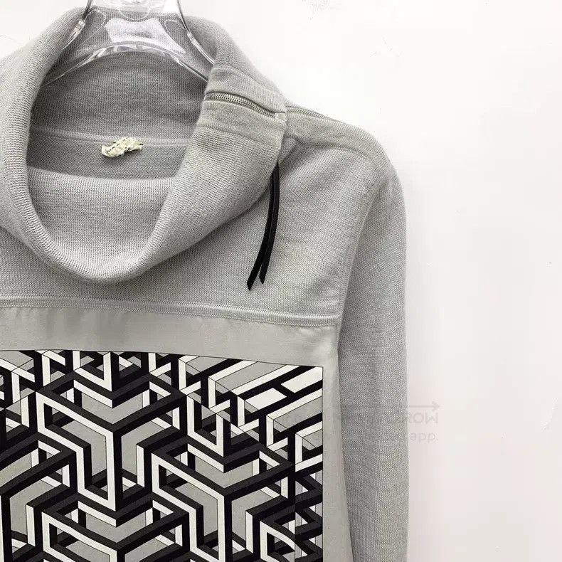 Hermes Hermes Gray silk blend pattern print alpaca wool high neck Size XS / US 0-2 / IT 36-38 - 3 Thumbnail