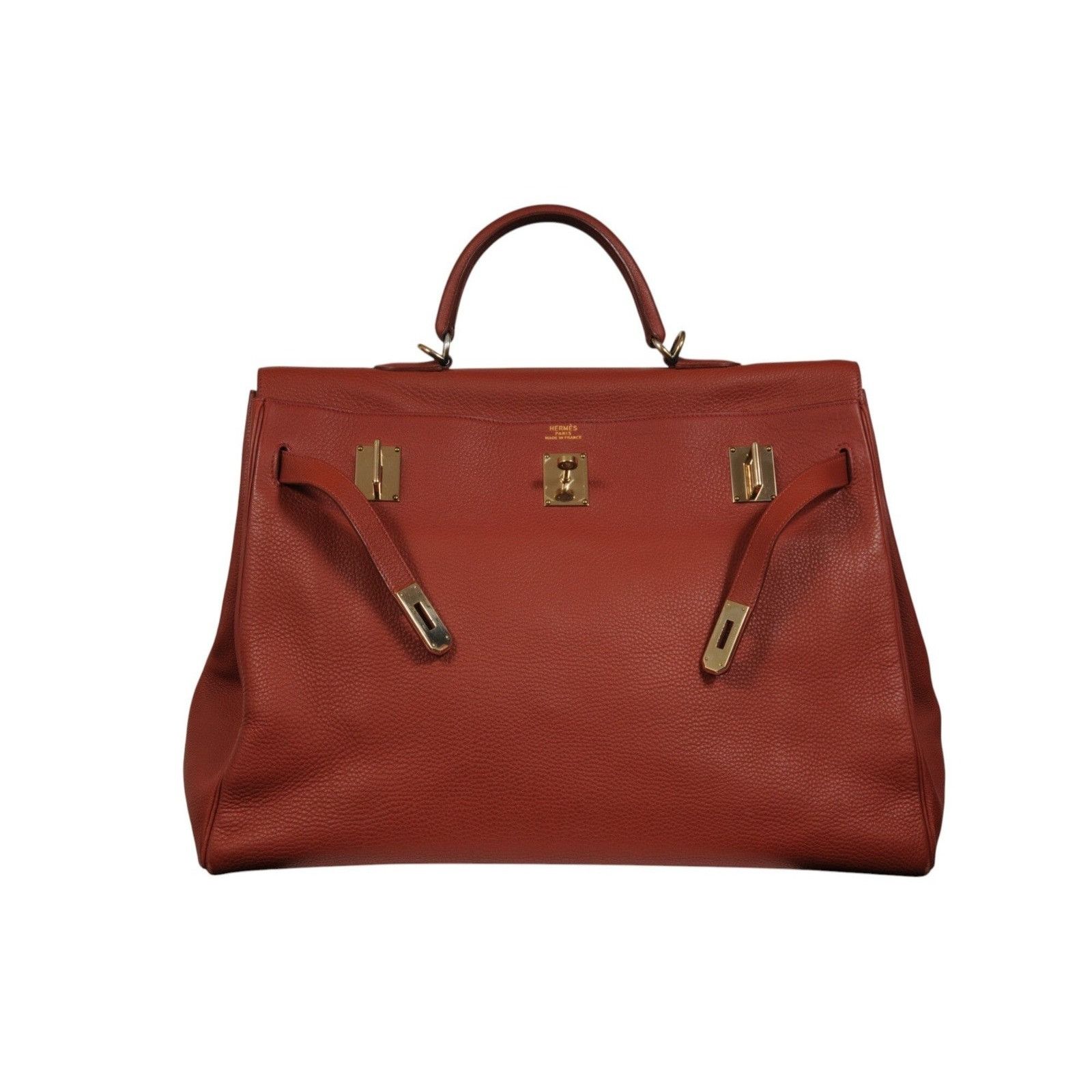 Hermes Vintage Kelly 50 Red Bordeaux Gold Hardware Travel Ca Size ONE SIZE - 13 Thumbnail