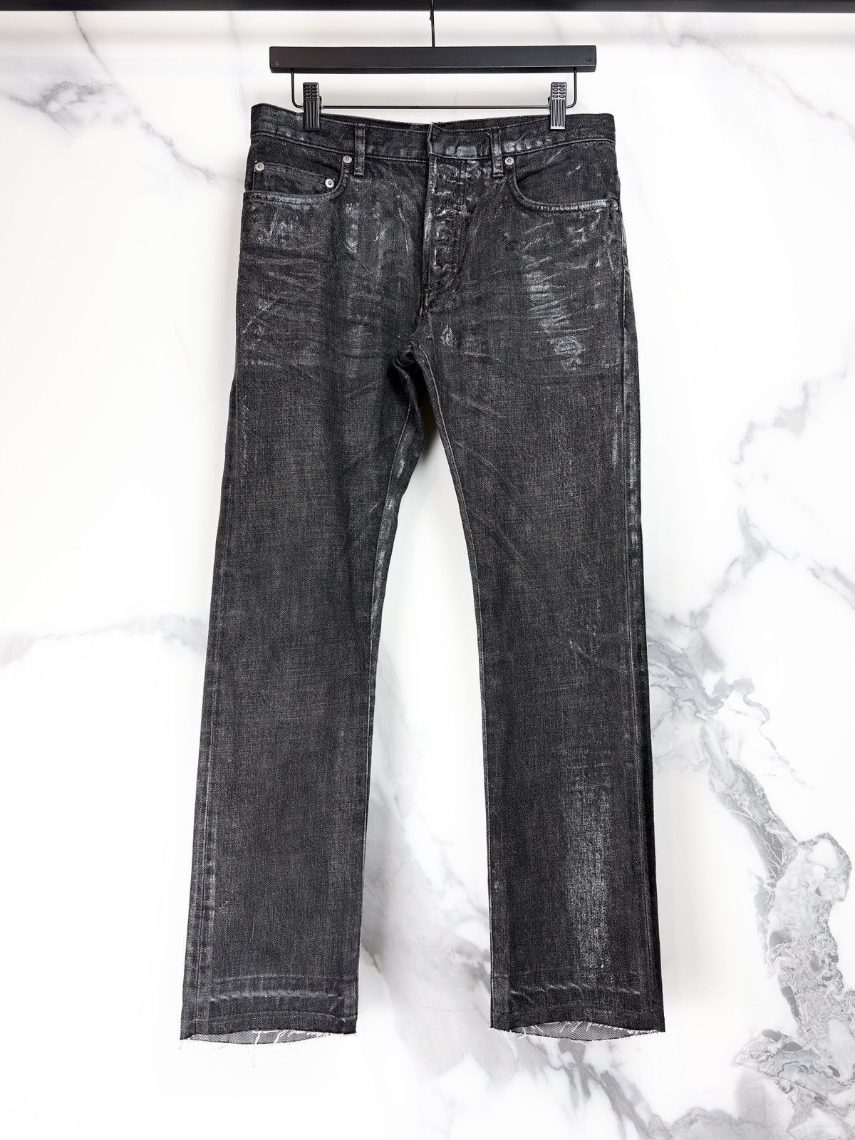 Dior AW08 Dior Homme Waxed Coated Denim Jeans Black 29 | Grailed
