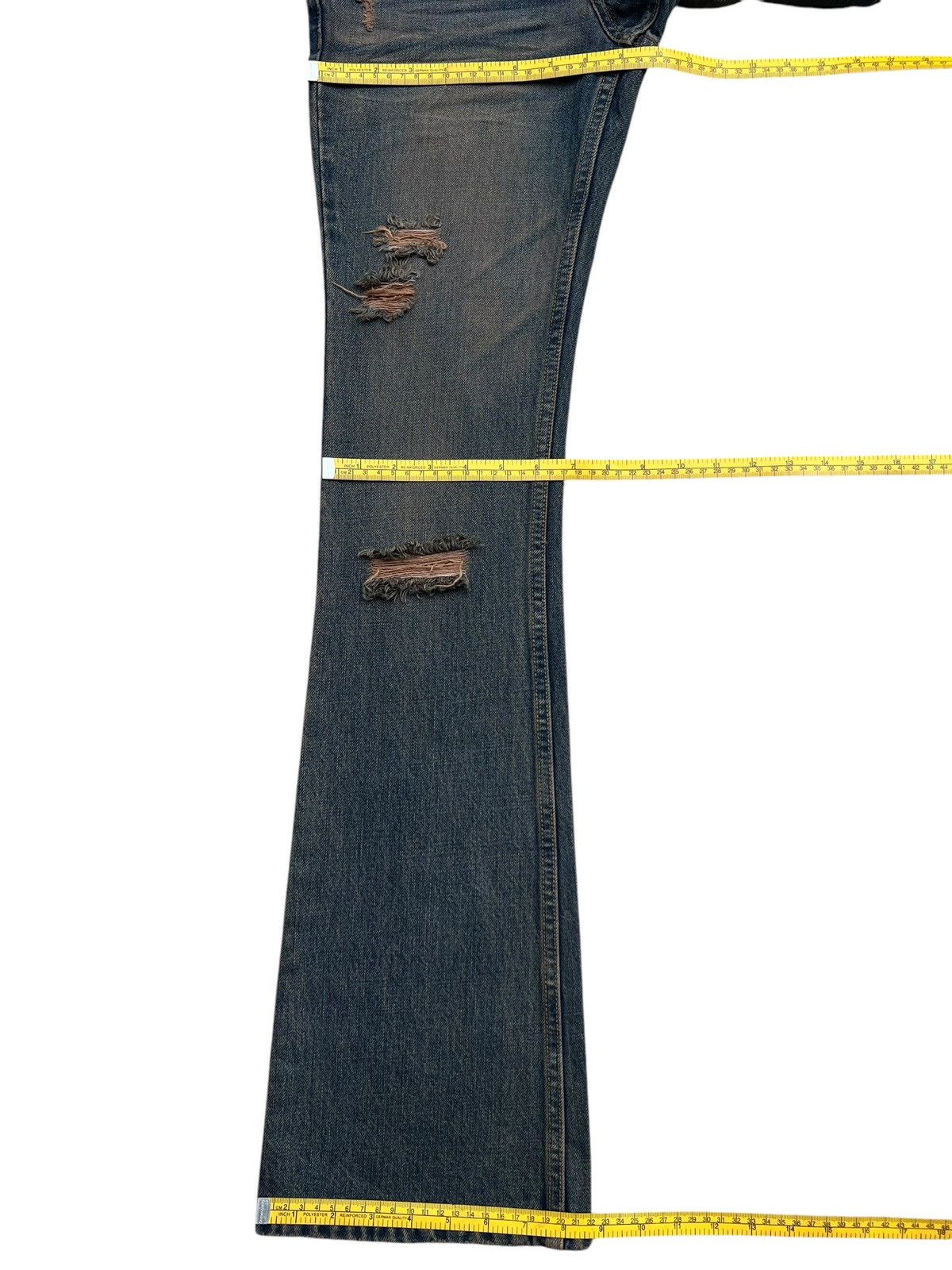 Japanese Brand Virca Lowrise Mudmax Distressed Denim Flare Jeans 27x33 Size 27" / US 4 / IT 40 - 12 Thumbnail