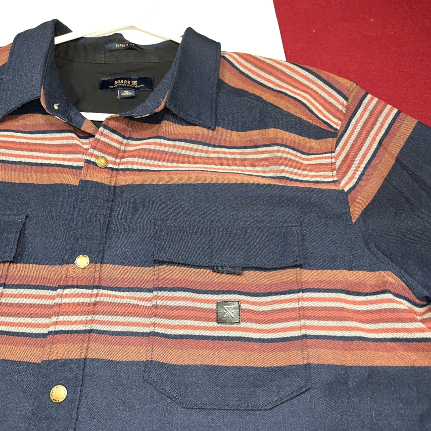 Roark VINTAGE not applicable; Roark Shirt Diablo Flannel Striped Blue Brown Wool Men’s XL Snap up Classic Fit Shirt Size US XL / EU 56 / 4 - 3 Thumbnail