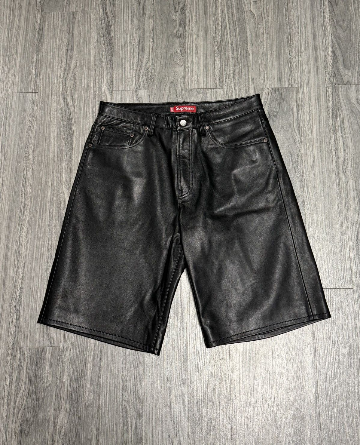 Supreme Supreme Black Leather Baggy shorts | Grailed