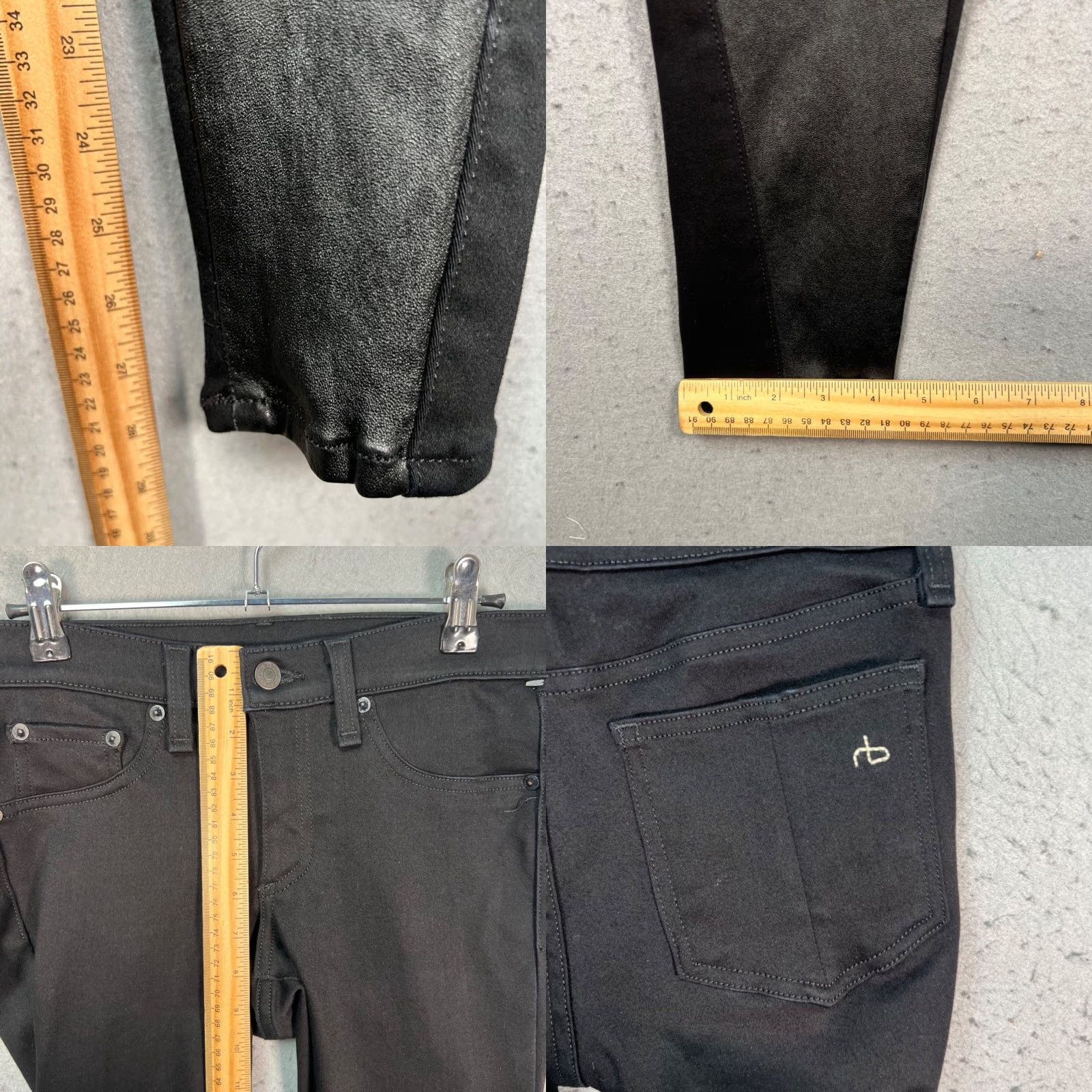 Rag & Bone Rag & Bone Womens Jeans 27 Blackout Moto Skinny Faux Leather Knee Panels Denim 5-Pocket Stretch Slimmed Rise Low 29in Inseam Adult Regular Womens Size 27" / US 4 / IT 40 - 8 Thumbnail