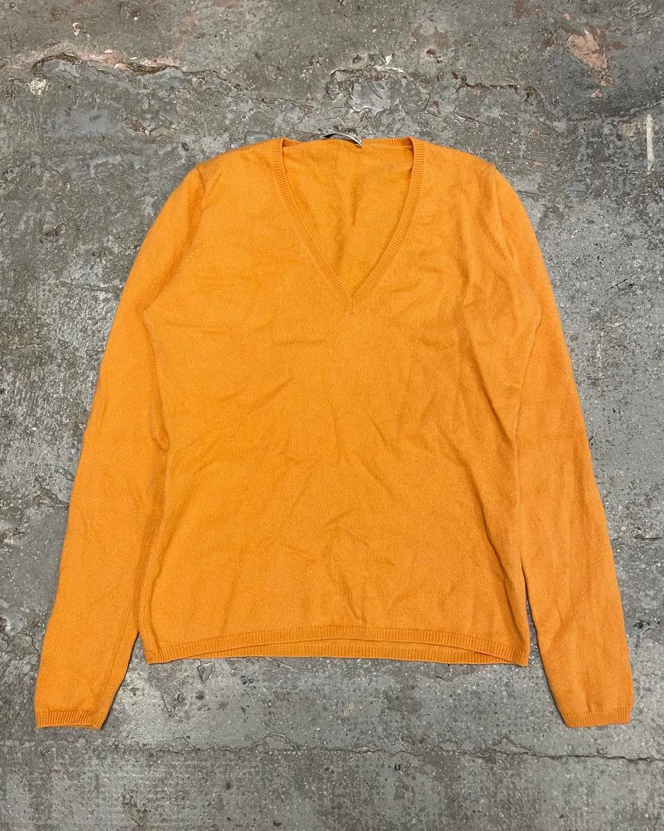 Prada 2000s Prada Orange V Neck Sweater Size XS / US 0-2 / IT 36-38 - 1 Thumbnail