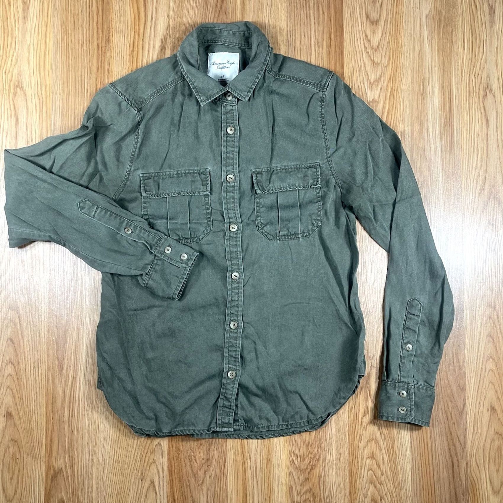 American Eagle Outfitters VINTAGE American Eagle Outfitters Shirt Womens S Green Long Sleeve Button-Up Shirt Size S / US 4 / IT 40 - 2 Thumbnail