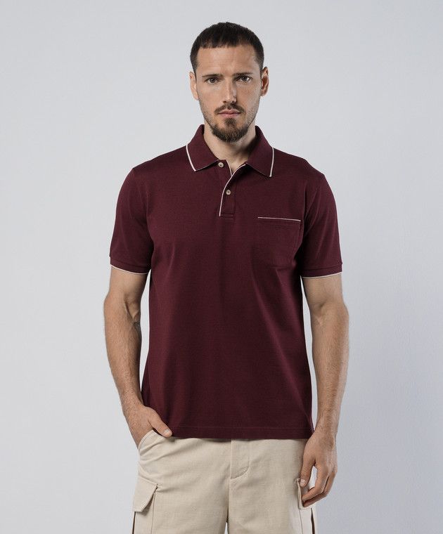 Loro Piana o1w1db10125 FAI0485 Regatta Polo Shirt in Burgundy Size US L / EU 52-54 / 3 - 3 Thumbnail