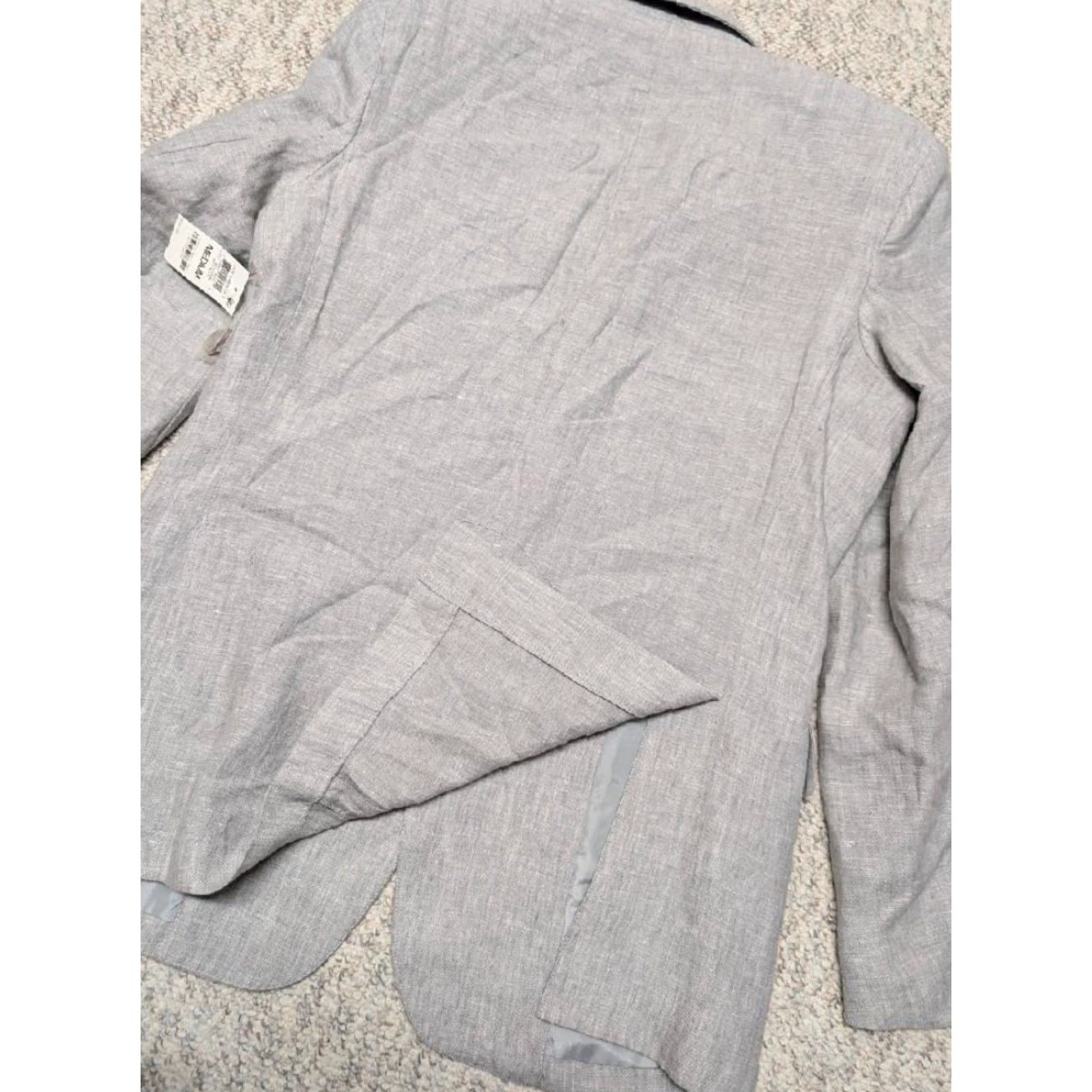 Club Room VINTAGE Club Room Blazer Shirt Mens 38R Slate Gray Linen Blazer NWT Hatched Two-Button Notch Lapel Dun Size 38R - 2 Thumbnail