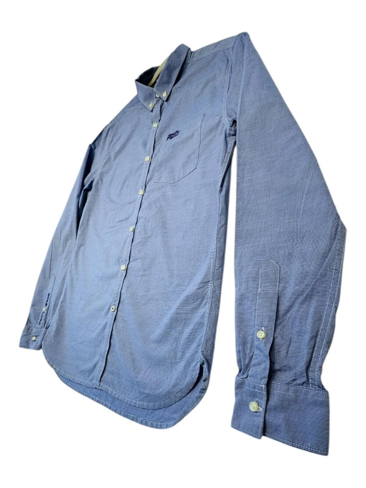 Superdry SuperDry Shirt Men's UK Size L Blue Pinstripe Embroidered Size 42R - 4 Thumbnail