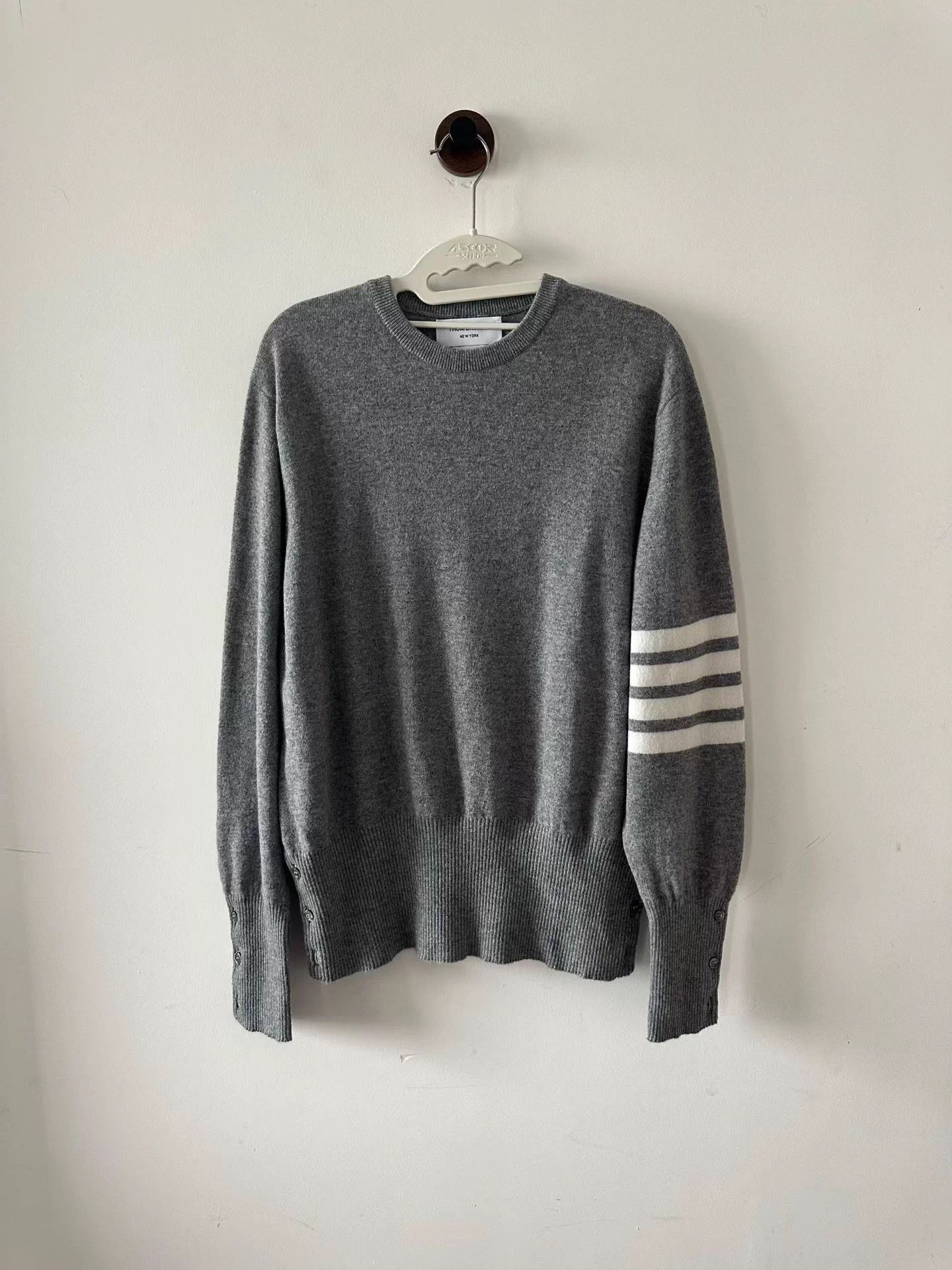Thom Browne Gray Long Sleeve Striped Sweater - XL Size US XL / EU 56 / 4 - 1 Thumbnail