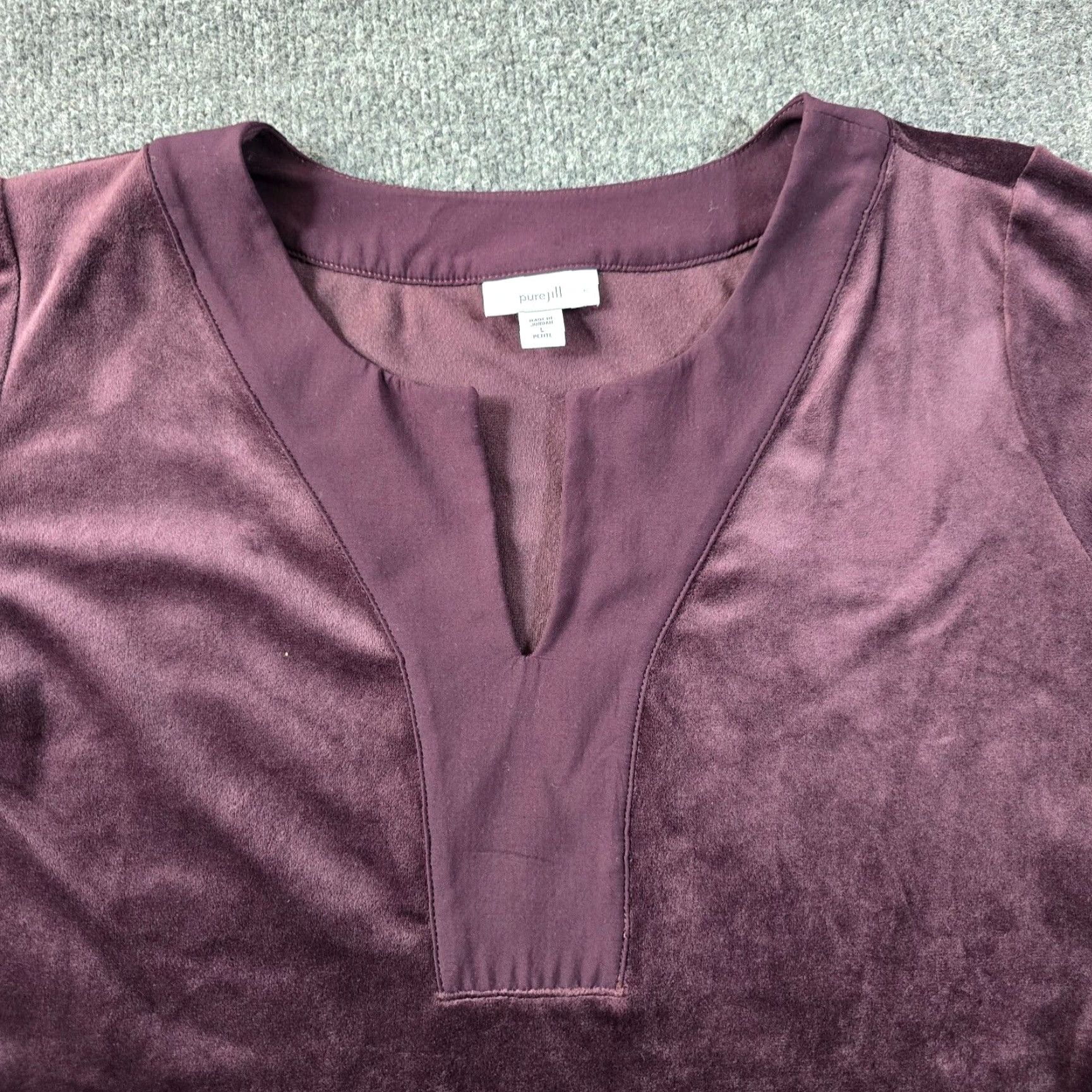 J. Jill J Jill Top Womens Size Large Petite Purple Burgundy Long Sleeve Velour Casual Shirt Blouse Womens Mens? Size L / US 10 / IT 46 - 2 Thumbnail