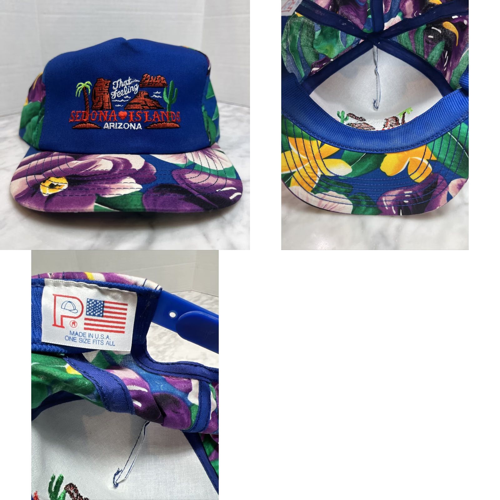 Vintage VINTAGE SEDONA ISLANDS Arizona hat floral blue adjustable snapback cap Made USA Men Casual Nature Baseball Cap Size ONE SIZE - 8 Thumbnail