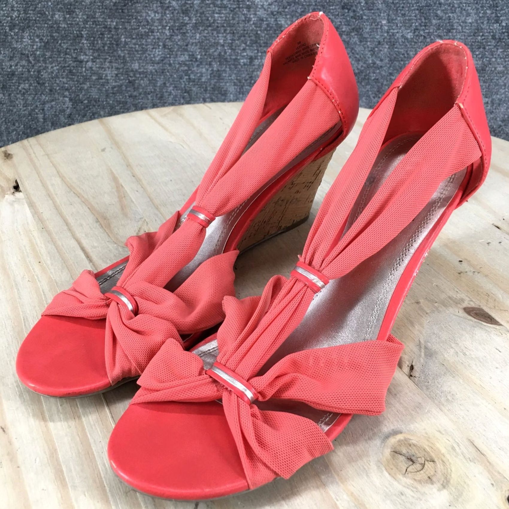Vintage Impo Stretch Heels Womens 9 M Veroad Pump Pink Slip On Wedge Open Toe Casual Size US 9 / IT 39 - 7 Thumbnail