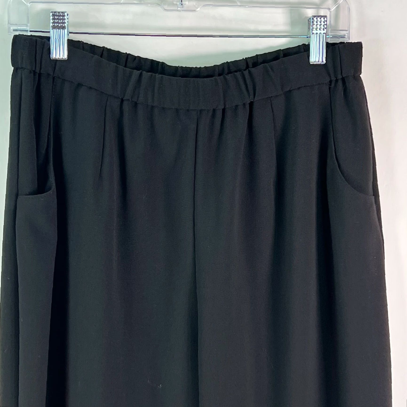JM Collection JM Collection Womens Flat Front Elastic Waist Black Casual Pants Petites 14 Size 14 Size 36" / US 14 / IT 50 - 3 Thumbnail