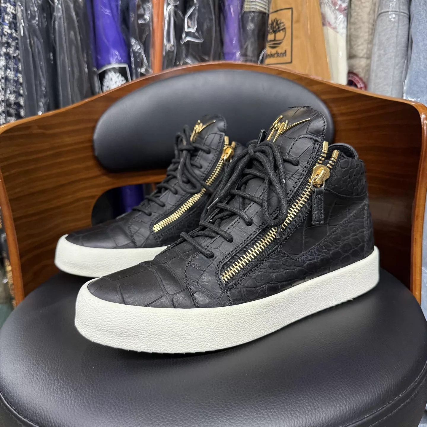 Giuseppe Zanotti GZ Croc Leather Black Casual Shoes 41.5 EU Excellent Size US 8.5 / EU 41-42 - 1 Thumbnail