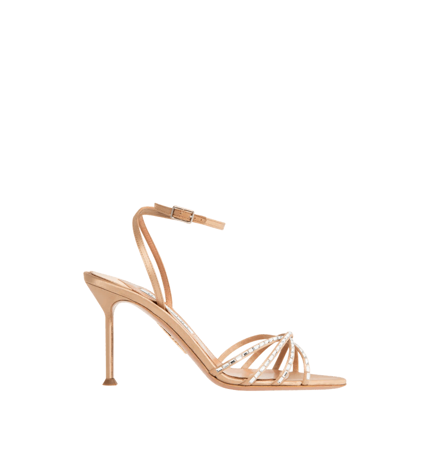 Aquazzura o1h1sh10526 Tell Me Crystal Sandal in Beige/Warm Nude Size US 10 / IT 40 - 1 Thumbnail