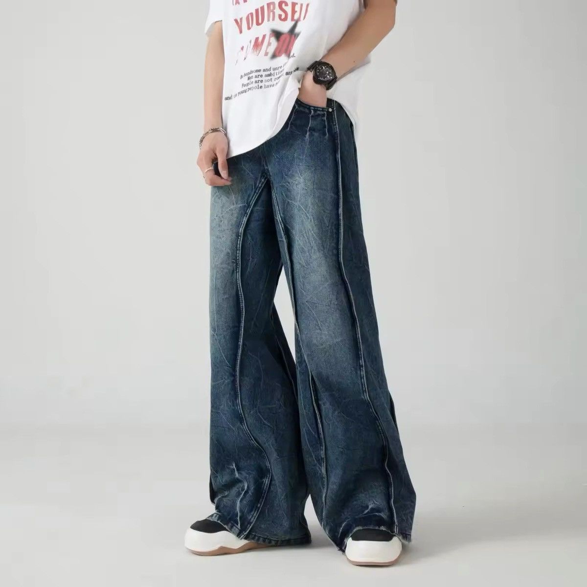 Y2K Washed Blue Stacked Jean